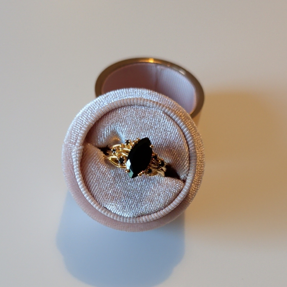 Obsidian Stone Ring Gold Women's Ring